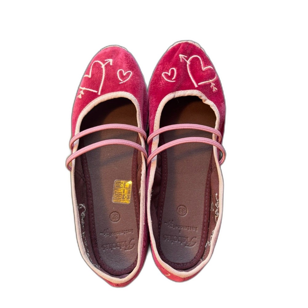Flabelus Intimately FP Velvet Magenta Flats Sz 7.5 Valentines Romantic feminine